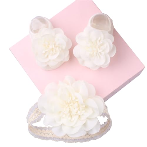 Baby Bow Headband & Socks Set for 0-1Y Boy Girl Elastic Lace Headdress Infant Floor Socks Newborns Accessories Baby Hairband Socks Set