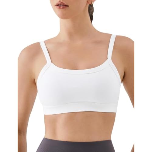 K-Swiss Sports Bras for Women Adjustable - Thin Straps Light Impact Strappy Wireless Padded Yoga Workout Gym Tops