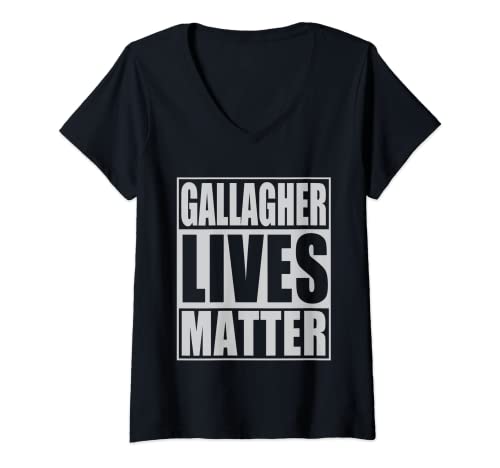 Mujer Gallagher Lives Matter Familia irlandesa apellido Día de San Patricio Camiseta Cuello V