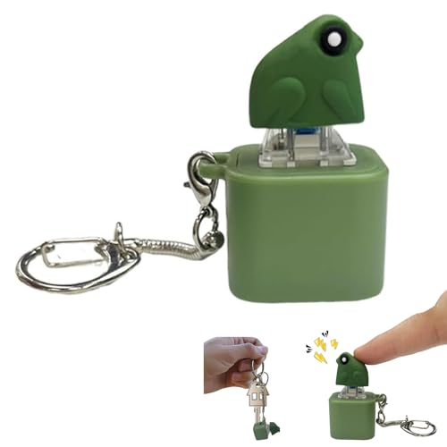 Porte-clés Grenouille coassante, Jouet Anti-Stress Rechargeable en Forme de Grenouille cancanante avec lumières colorées, Porte-clés Anti-Stress pour Adultes (A)