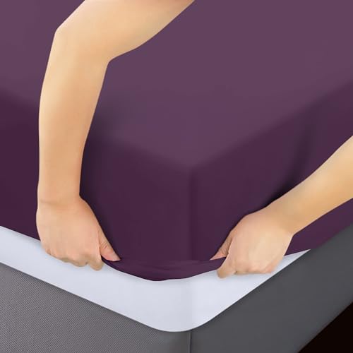Image of Utopia Bedding Twin XL Fitted Sheets - Bulk Pack of 2 Bottom Sheets - Soft Brushed Microfiber - Deep Pockets - Shrinkage & Fade Resistant - Easy Care (Twin XL, Purple)