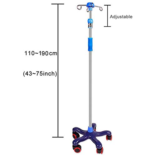IV Poles Stand Medical Infusion Stand with Caster 43~75 Inch Adjustable Height Display Stand Rack - for Hospital, Private Clinic and Home (3 Leg/5 Leg)