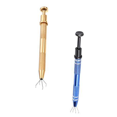 POPETPOP 2 piezas Pinzas de Acero Inoxidable Garras para Agarre de Diamantes Herramientas Precisas para Joyería y Manualidades Dorada y Azul Ergonómicas y Prácticas