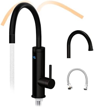HOGART Elektrische Wasserhahn mit Durchlauferhitzer 230v für Küche, Garten, Bad, Wohnwagen, Camping, 2 Aufsätze, Smart Heater, Armatur mit Sofortiger Warmwasserbereiter, Warmwasser