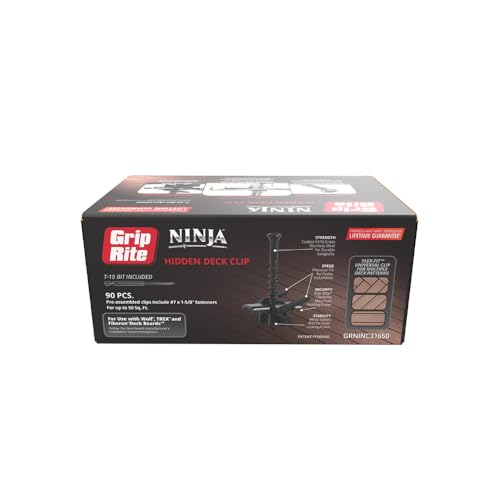 Grip-Rite GRNINC31650, Ninja Hidden Deck Clip, 316 Stainless Steel, 90 Count, 50 Square Feet Coverage