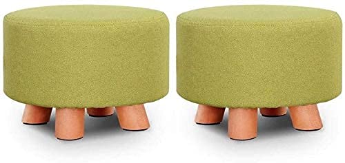 Repose-pieds et poufs de salon vert tabouret rond en bois massif petit banc