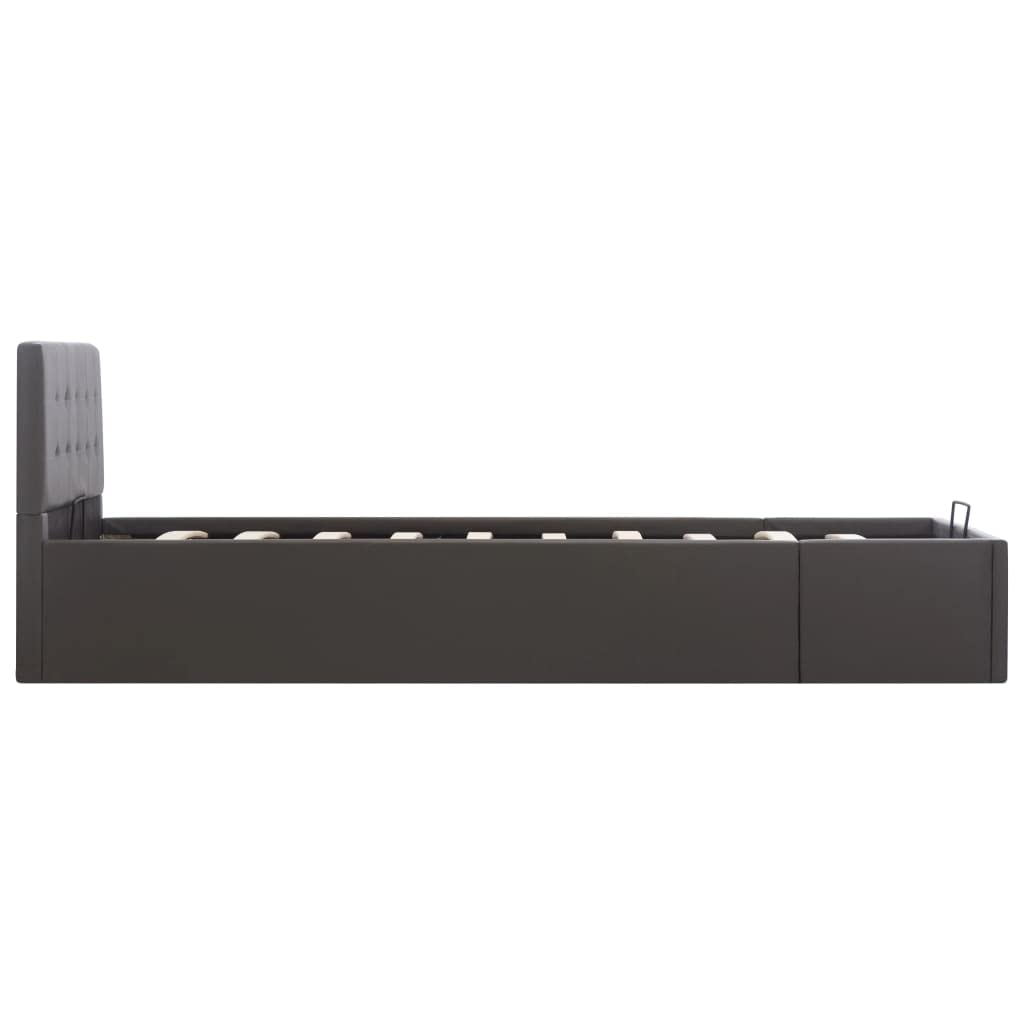 vidaXL Giroletto Idraulico con Contenitore Moderno Salvaspazio Robusto a Doghe Letto Imbottito Struttura Telaio Grigio in Similpelle 100x200cm