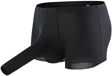 niceone Fashionable Men's Big Pouch Elephant Pants Boxer U-Shaped Ice Silk Mid Waist Trunk Tagless Briefs Solid Color Full Coverage Athletic Supporter Jockstrap Black M