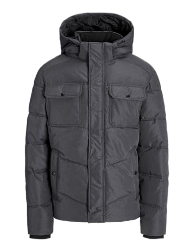 JACK & JONES Chaqueta para Hombre Jjmorgan Puffer Gris, Gris Oscuro Melange, M, Gris Oscuro, M