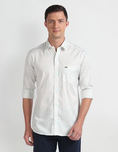 Image of Arrow Abstract Print Twill Casual Shirt White