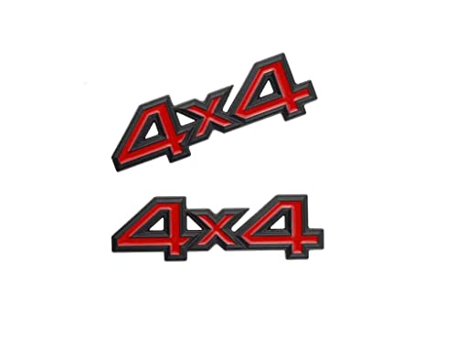 Image of 2 Pcs 3D 4X4 Emblem Badge car NameplateSide Fender Rear Trunk Compatible with 1500 2500 3500 Off-Road Vehicle /SUV /Pickup (Black red)
