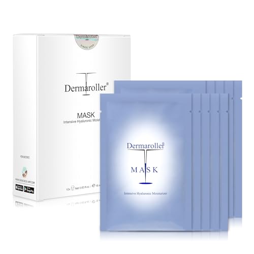 Dermaroller Hydrating Face Mask Sheets - 10 Pack with Hyaluronic