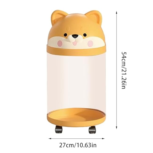 Stuffed Animal Storage Toy Organizer, with/without Wheels, Clear Doll Bucket, Storage Tube with 360¡ã Rotation Wheels, Large Doll Storages Tube for Room Living Room Bedroom (Orange_b)