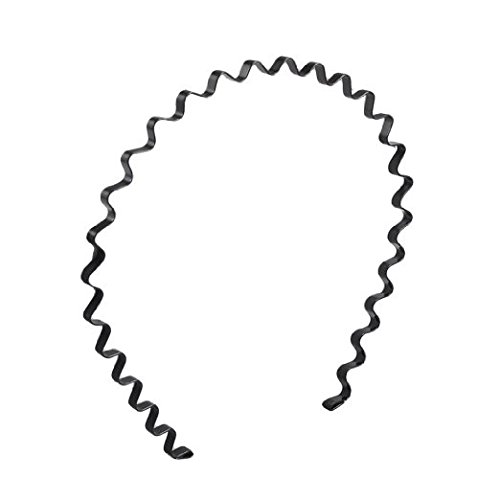 Demarkt Black Spring Wave Metal Hoop Unisex Hair Band Girl Men`s Head Band Accessory