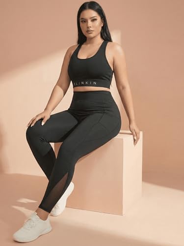 Image of BLINKIN Plus Size Gym Pants for Women's Workout - The Ultimate Yoga Pants | Workout Lowers | Mesh Leggings |Gym Track Pants for Women (PLUSS-2012)