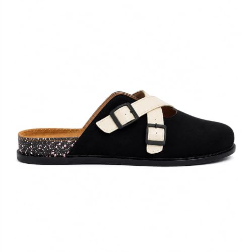 Image of layasa Men Cross Strap Clog Slipper | Colourblock Buckle Strap Slip-On Casual Slippers | Men's Mule Clogs /Closed-Toe Slippers