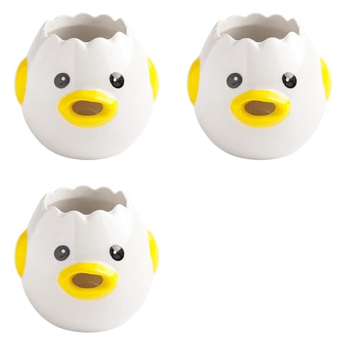 Onchdbfhuu 3X Separador de Huevos, Separador de y de Huevo de Gallina con Vómitos de Cerámica, Práctico Divisor de Filtro de Huevos Pequeño para el Hogar