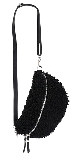 SH Leder ® Teddy Kate G358,Riñonera de felpa para mujer, para festivales, viajes, tamaño mediano, crossbody bag, con correa para el hombro de piel auténtica, 27x16 cm, medium, Riñonera de moda
