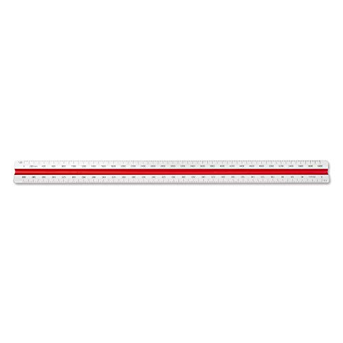 Image of Alumicolor Aluminum Engineer Metric Color-Coded Solid Drafting Scale, 30CM, Silver,3453-1