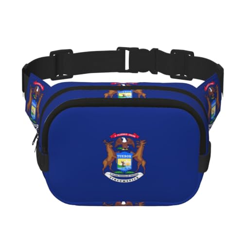 Sacoche ceinture Michigan State Flag double fermeture pour voyage et randonnée