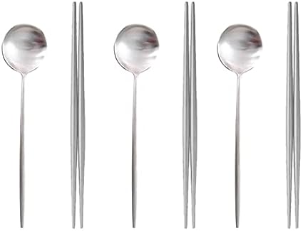 Amazon Andoo カトラリー カトラリーセット ゴールド おしゃれ お箸スプーンセット お箸 丸い箸 角箸 お箸セット 3膳セット ディナースプーン 3本セット おはし 3人用 6本 食器 ステンレス ディナーカトラリーセット ナイフ スプーン フォーク ディナースプーン