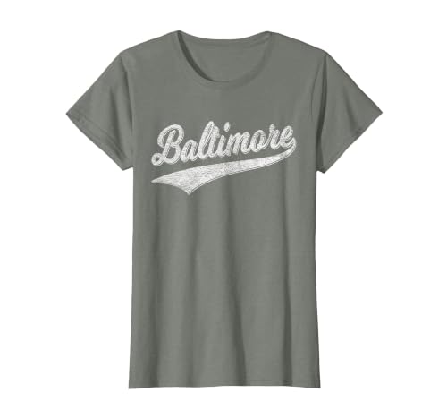 Baltimore Maryland Varsity Script Vintage Sports Jersey T-Shirt, Women, Olive Heather, 3X-Large