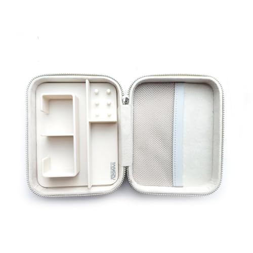 Image of TANGZU Premium Leather Earphone Case, Water-Resistant Portable Earbuds Storage Case for Earphones, Audio Accessories, Eartips and Cables, White-Max