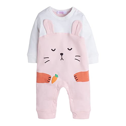 Image of Hopscotch Unisex Peach Animal Print Full-Sleeve Romper