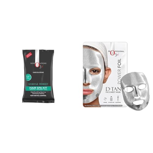 O3+ Hair Spa Kit Infused with Argan Oil & O3+ Power Foil D-Tan Face sheet mask for Skin Brightening Face Mask For Glowing Skin Combo