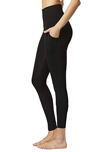TLC Sport Leggings de compresión extra fuertes para mujer, control de abdomen estándar con bolsillos laterales, color negro, Negro, 46-48 grande