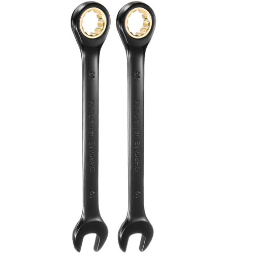 Image of sourcing map 2Pcs Ratcheting Spanner 19mm Metric Open End Wrench 72-Teeth CR-V Steel 12 Point Nickel Plated Combination Ratchet Wrench for Fasteners Nut Bolt