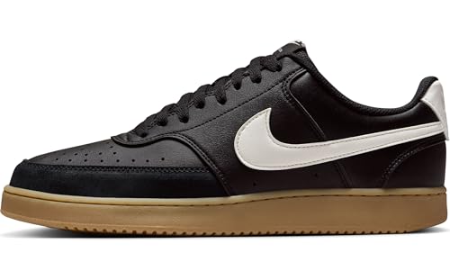 Nike Herren Court Vision Low Herrenschuh Schuh, Schwarz/Gum Light Brown/Sail, 44 EU