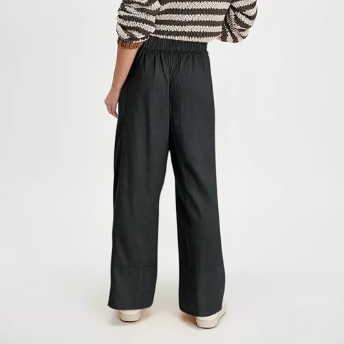 Linen Capri Pants for Women Summer Petite High Waisted Wide Leg Pants Dressy Casual Comfy Cropped Slack with Pockets4