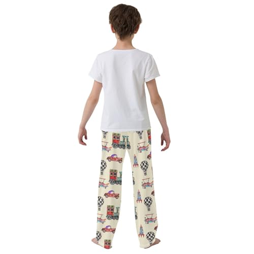 ZZXXB Air Balloon Rocket Boys Long Pants Soft Trousers Elastic Waist Kids Lounge Bottoms with Pockets S-XL3