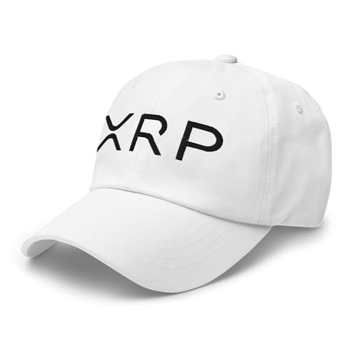 RIVEMUG NG XRP Crypto Logo Embroidered Curved Bil Cap Relaxed Fit Low Crown Adjustable Dad Hat White