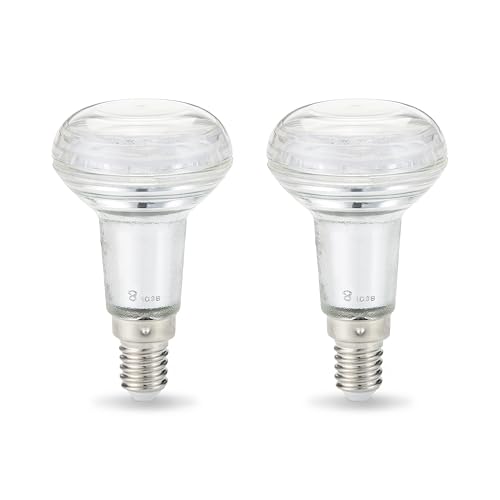 Amazon Basics - Bombilla Edison LED E14 pequeña R50 reflectora para decoración, 2.8 W, blanco cálido, no regulable, paquete de 2