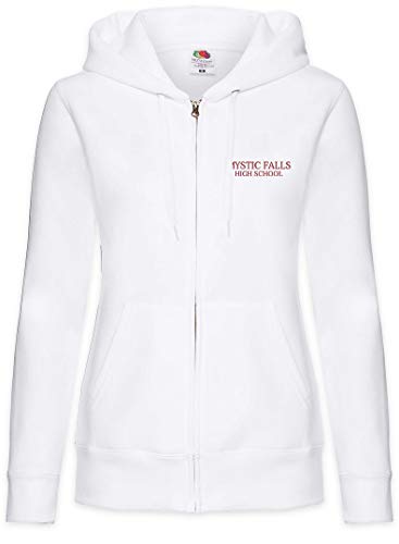 Urban Backwoods Mystic Falls High School Femme Zip Hoodie Sweat à Capuche Blanche Taille L Cover