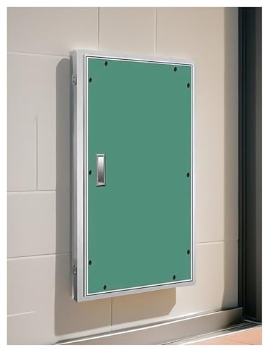 Puerta de acceso cortafuegos con revestimiento de baldosas y piedra for pozos de agua/hidrantes, con marco de aluminio y puerta oculta for pozo eléctrico.(50x80cm/19.7x31.5in)