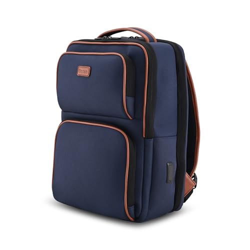 Berce The Work Backpack 21L Unisex Water Resistant Biodegradable Polyester 16' Laptop Backpack built for Work, Everyday & Travel Use (Deep Blue)