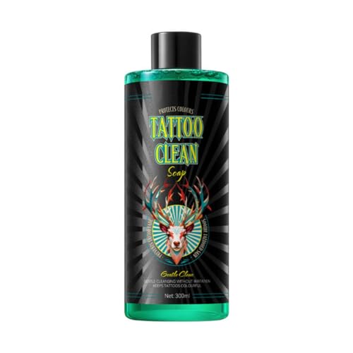 Hocossy Jabón para tatuar 300 ml, suministros de tatuaje para piercings de tatuajes, equipo limpio, suave y no irritante