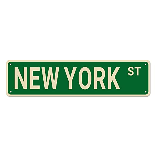 Plaque de Rue New York, Décoration Murale et Cadeau - Panneau en Métal de Qualité pour Maison/Allée/Grotte d'Homme/Bar - 40,6 x 10,2 cm