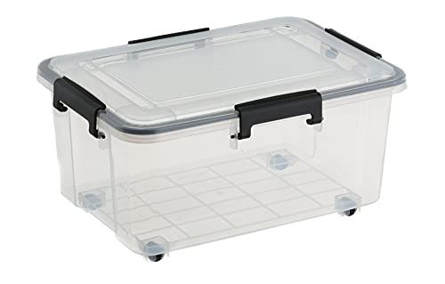 Seymours 15L Super Seal Storage Box with Lid and Wheels | Clear Plastic Storage Containers | Airtight, Waterproof & Dustproof | Stackable Rolling Bin for Clothes, Toys, Tools, Garage | Seasonal Use
