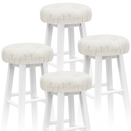 Image of Marsui 4 Pieces Bar Stool Cover Non Slip Padded Cushion, 14.2 Inch, Beige