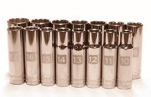 15pc 1/2 Drive 12pt Point Deep Metric MM Laser Easy Read Socket Set