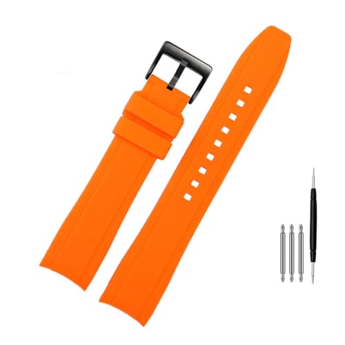 Rolex Longine Citizen BN0193�`���[�_�[�p�ȃC���^�[�t�F�C�X�V���R���E�H�b�`�o���h�X�g���b�v19mm 20mm 22mm 21 Man�\�t�g�u���X���b�g�A�N�Z�T���[�ƌ݊���(Orange black,22mm)