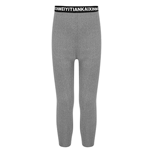 Oyolan Bas de Thermique Enfant Garçon Fille Pantalon Long sous-vêtement Legging Chaud Collant Hiver Casual Sport 2-16 Ans Type A Gris 11-12 Ans