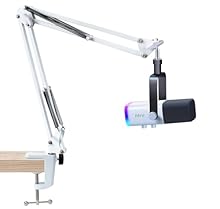 [Flexible Microphone Positioning] Achieve your ideal setup with this multi-jointed boom arm. Easily adjust the mic's height, angle, and reach to suit your posture, whether seated or standing, for optimal vocal clarity [Stable Dual Spring System] Desi...