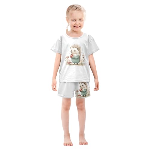 Mushroom Floral White Pajama Set Short Sleeve PJS 2 Piece Summer Pajamas Shorts Sets Cotton 5Y3