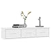 Festnjght Estante de Pared, Estantería Flotante con 3 Cajones,Estante de Cajones para Entrada Salón Cocina, Blanco 88 x 26 x 18,5 cm