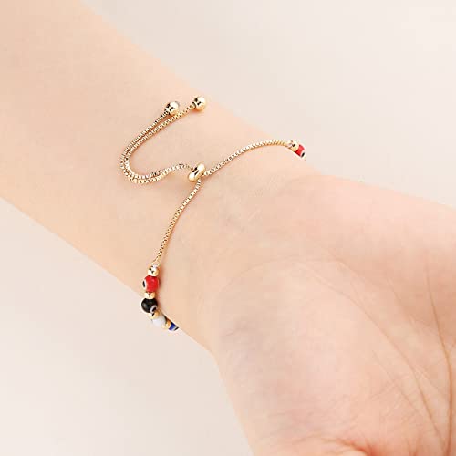 HZMAN Evil Eye Bracelet for Women Men 14K Gold Plated Jesus Crucifix Cross Retro Evil Eye Beads Luck Protection Stretch Bracelet Jewelry Gift4